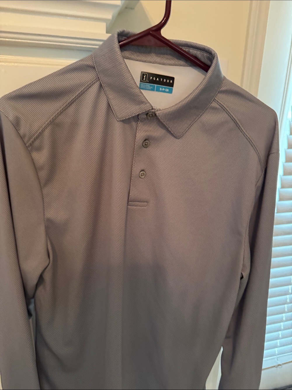 PGA Tour Men's Long Sleeve Polo - Light Gray Heather